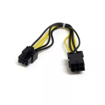 StarTech.com 8in 6 pin PCI Express Power Extension kabel, PCI-E (6-pin), PCI-E (6-pin), 0,15 m, Męski, Żeński, Czarny, Żółty