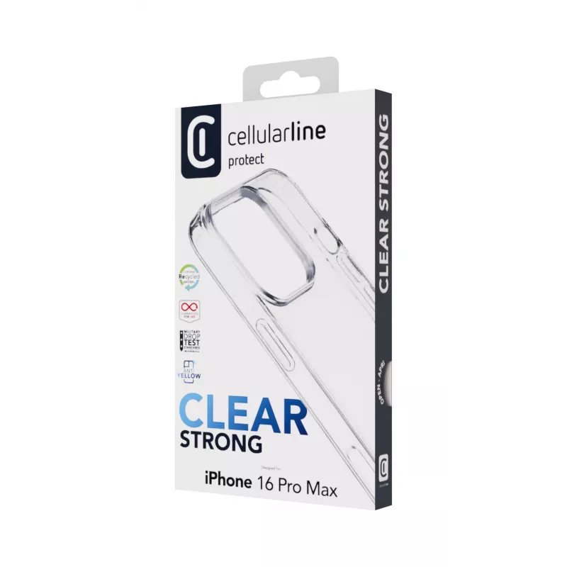 Cellularline Clear Protect - iPhone 16 Pro Max twarde etui z gumowymi krawędziami