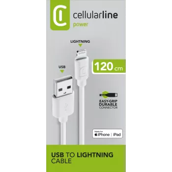 Cellularline przewód zasilający 120cm - Lightning Kabel Lightning do ładowania i przesyłania danych