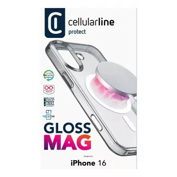 Cellularline Gloss Mag - iPhone 16 Etui magnetyczne do ładowania i mocowania do ładowarki MagSafe