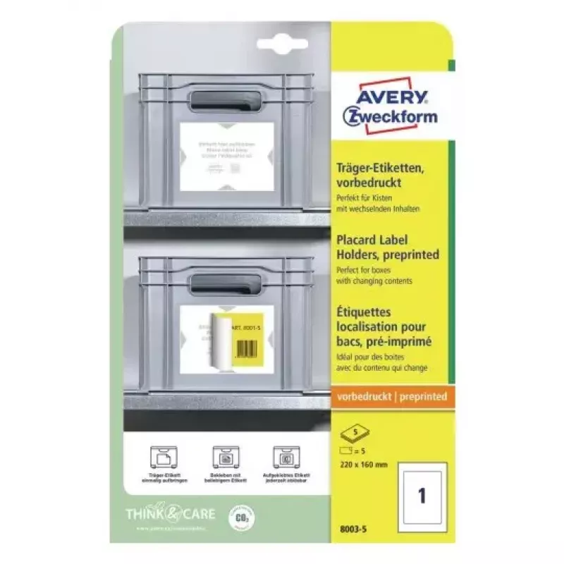 Avery Uchwyty na etykiety plakatowe A4 Jasnoszary 22x16cm 5 etykiet