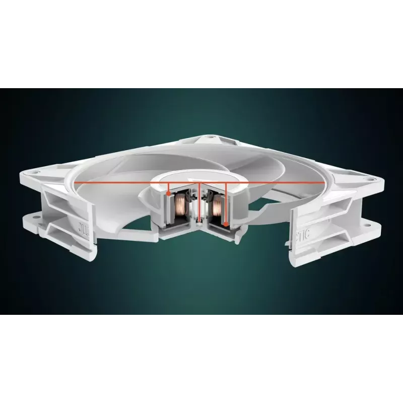 Wentylator 140 mm Arctic Freezer P14 Pro Reverse A-RGB (biały) — 166,5 m³/h, 5,1 mmH₂O, FDB, PWM, rozgałęźnik kablowy