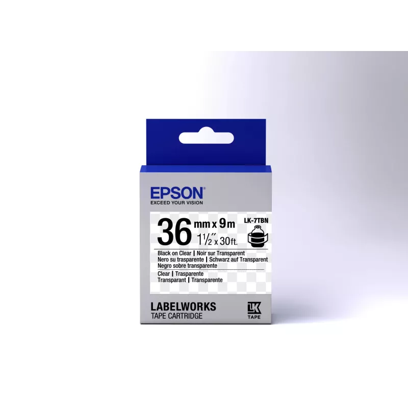 Epson Label Cartridge Transparent LK-7TBN Czarny/Przezroczysty 36mm (9m)