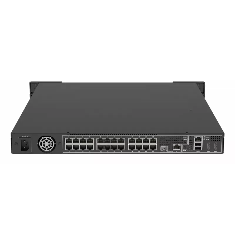 Sieciowy rejestrator wideo AXIS S2224 Mk II 1U Czarny — 24 kanały, do 7680×4320, 6 TB HDD, 256 GB SSD, RAID 0/1/10