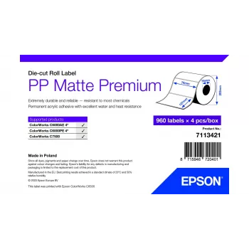 Samoprzylepne etykiety wykrojnikowe do drukarek Epson 7113421 — Biały, 7,6×12,7 cm, 3840 szt. (4 rolki × 960)