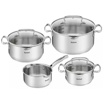 Zestaw garnków Tefal Duetto+ G719S7, stal nierdzewna, 7 szt. (rondle Ø16/20/24 cm, garnek Ø16 cm), indukcja, pokrywki, piekarnik do 250°C