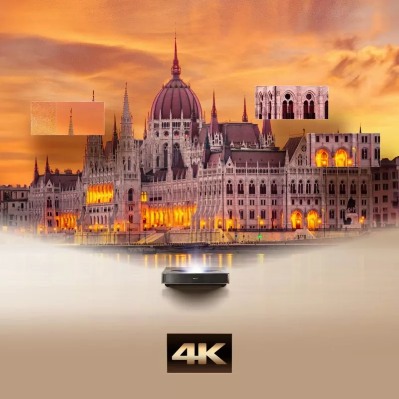 Projektor HISENSE PT1 3D Smart TV, natywne 16:9, Wi‑Fi i Ethernet, HDR (HLG), HDMI 2.0/2.1, czarny