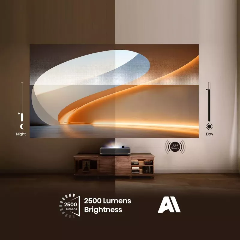 Projektor HISENSE PT1 3D Smart TV, natywne 16:9, Wi‑Fi i Ethernet, HDR (HLG), HDMI 2.0/2.1, czarny