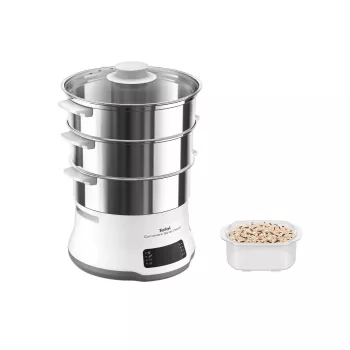 Tefal Convenient Series Deluxe VC502D parowar 3 kosze Blat 900 W Stal nierdzewna, Biały