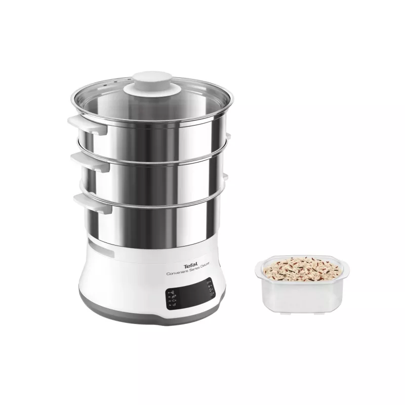 Tefal Convenient Series Deluxe VC502D parowar 3 kosze Blat 900 W Stal nierdzewna, Biały