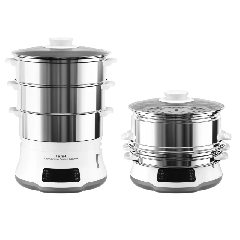Tefal Convenient Series Deluxe VC502D parowar 3 kosze Blat 900 W Stal nierdzewna, Biały