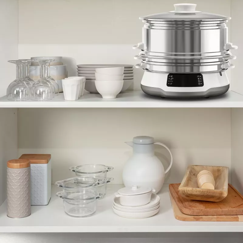 Tefal Convenient Series Deluxe VC502D parowar 3 kosze Blat 900 W Stal nierdzewna, Biały