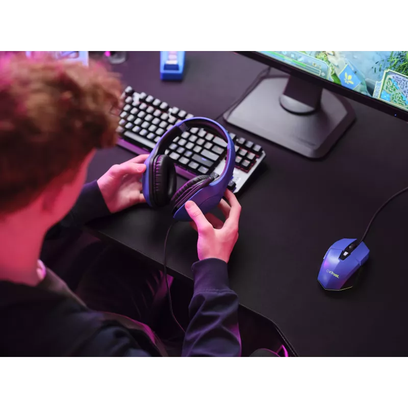 Trust GXT 415B Zirox Zestaw słuchawkowy Przewodowy Head-band Gaming Niebieski