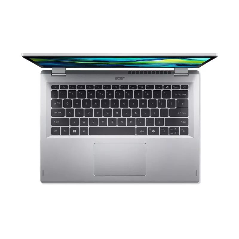 Hybrydowy laptop (2-w-1) Acer Aspire Go Spin 14 AGSP14-31PT-C72L — 14-calowy ekran dotykowy WUXGA, Intel N150, 16 GB LPDDR5, 512 GB SSD, Windows 11 Home, srebrny