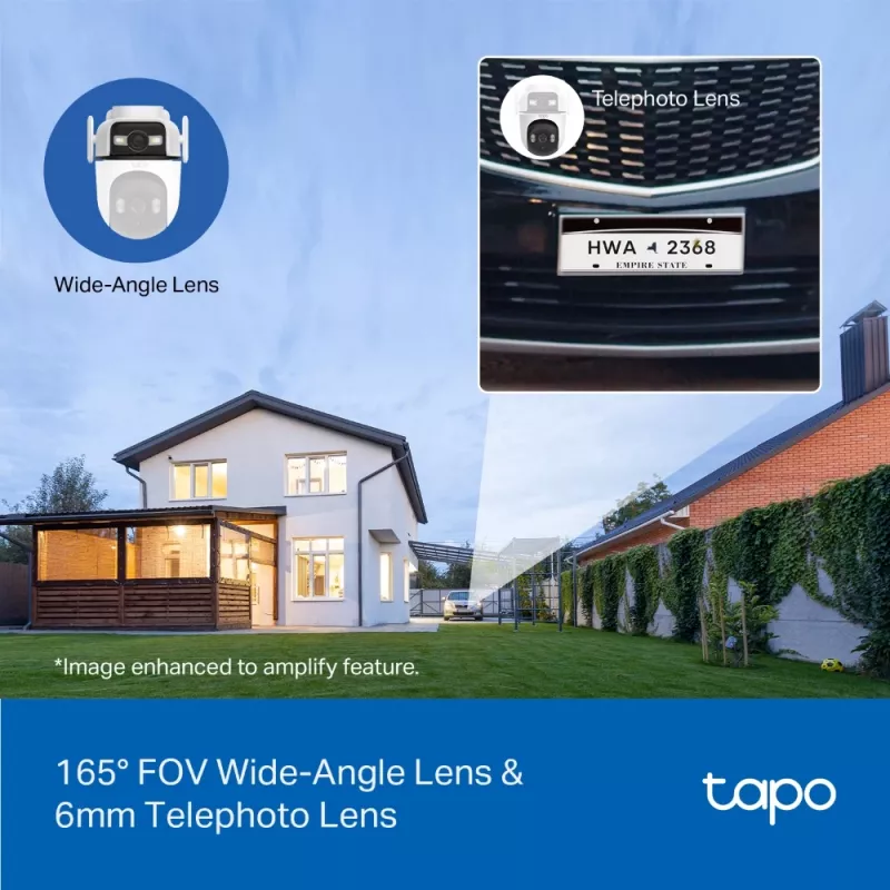 TP-Link Tapo Outdoor Dual Lens Pan/Tilt Security Camera, IP security camera, Outdoor, Wired & Wireless, Ceiling/Wall/Pole, biały, Spherical