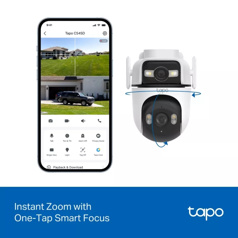 TP-Link Tapo Outdoor Dual Lens Pan/Tilt Security Camera, IP security camera, Outdoor, Wired & Wireless, Ceiling/Wall/Pole, biały, Spherical
