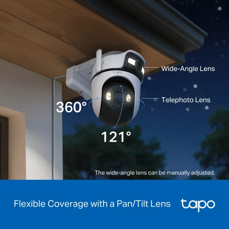 TP-Link Tapo Outdoor Dual Lens Pan/Tilt Security Camera, IP security camera, Outdoor, Wired & Wireless, Ceiling/Wall/Pole, biały, Spherical