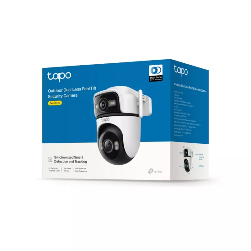 TP-Link Tapo Outdoor Dual Lens Pan/Tilt Security Camera, IP security camera, Outdoor, Wired & Wireless, Ceiling/Wall/Pole, biały, Spherical
