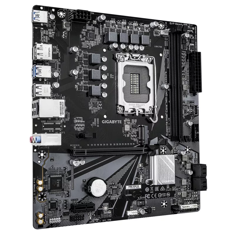 Płyta główna GIGABYTE B760M H V2 – obsługa procesorów Intel Core 14. generacji, 5+1+1 fazowa cyfrowa VRM, do 8000 MHz DDR5 (O.C.), 1xPCIe 4.0 M.2, 1 GbE LAN, USB 3.2 Gen1