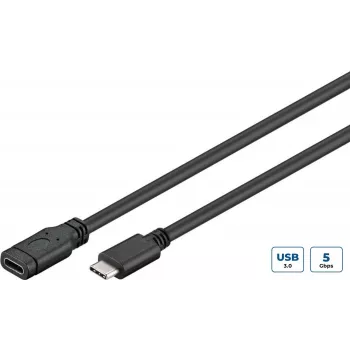 Microconnect USB3.1CC05EX Kabel USB USB 3.2 Gen 1 (3.1 Gen 1) 0,5 m USB C Czarny, Srebrny