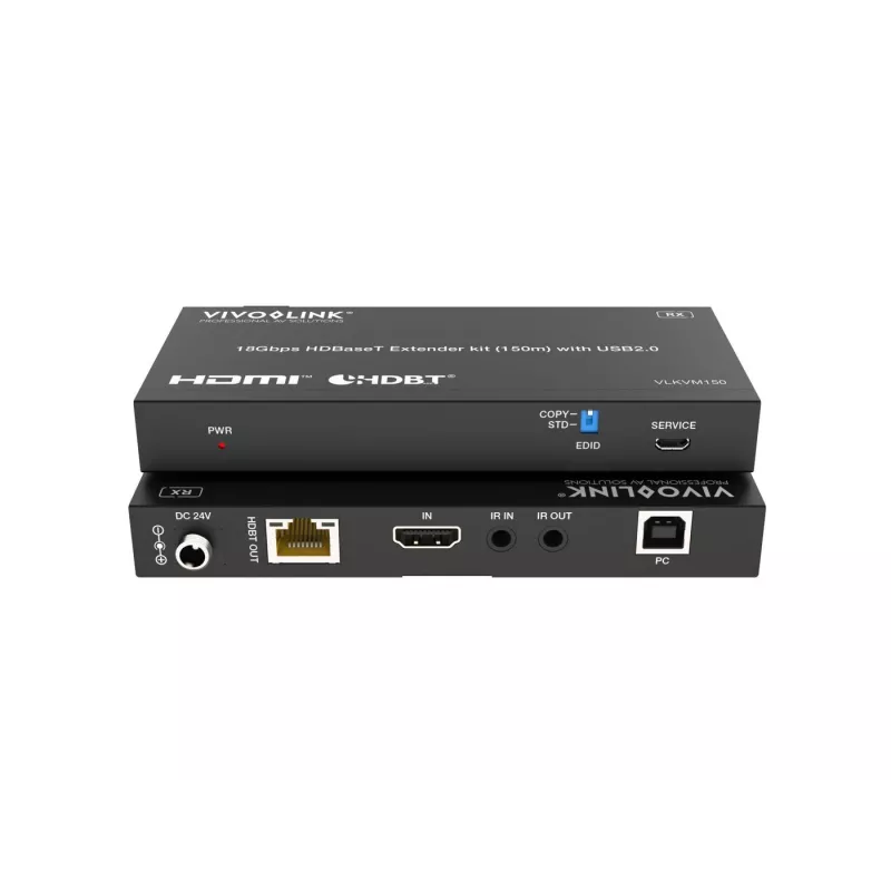 Zestaw KVM VivoLink VLKVM150 przedłużacz KVM HDBaseT 18 Gb/s, zasięg do 150 m