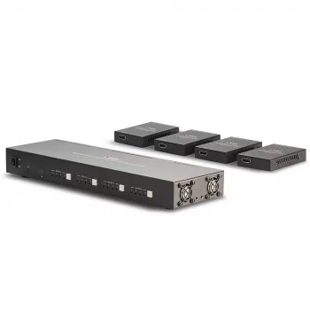 Lindy 70m Cat.6 4x4 HDMI 4K60 Matrix Extender, 3840 x 2160 pixels, AV transmitter & receiver, 70 m, Wired, Czarny, HDCP