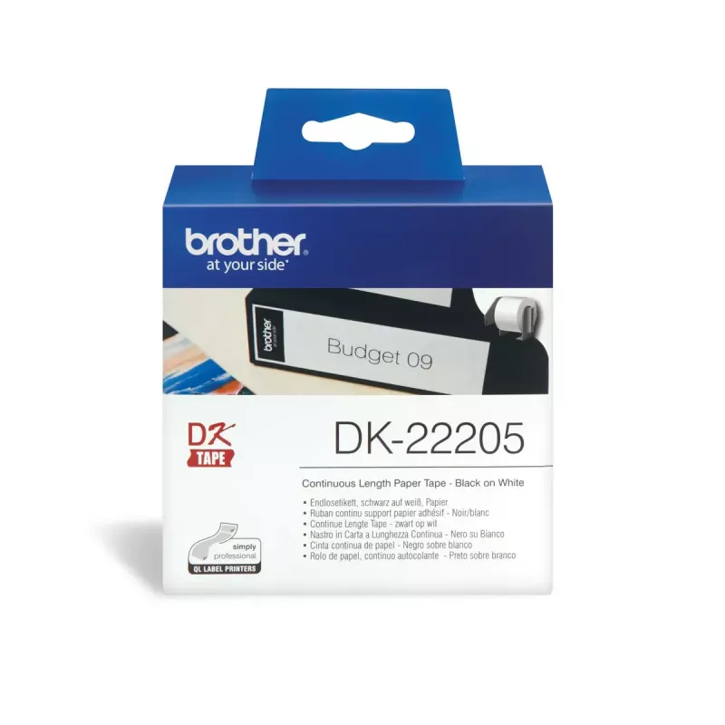 Etykieta ciągła Brother DK22205 czarny na białym 6,2 cm x 30,48 m