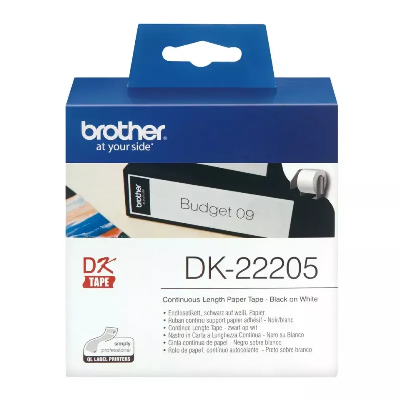 Etykieta ciągła Brother DK22205 czarny na białym 6,2 cm x 30,48 m