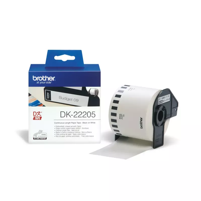 Etykieta ciągła Brother DK22205 czarny na białym 6,2 cm x 30,48 m