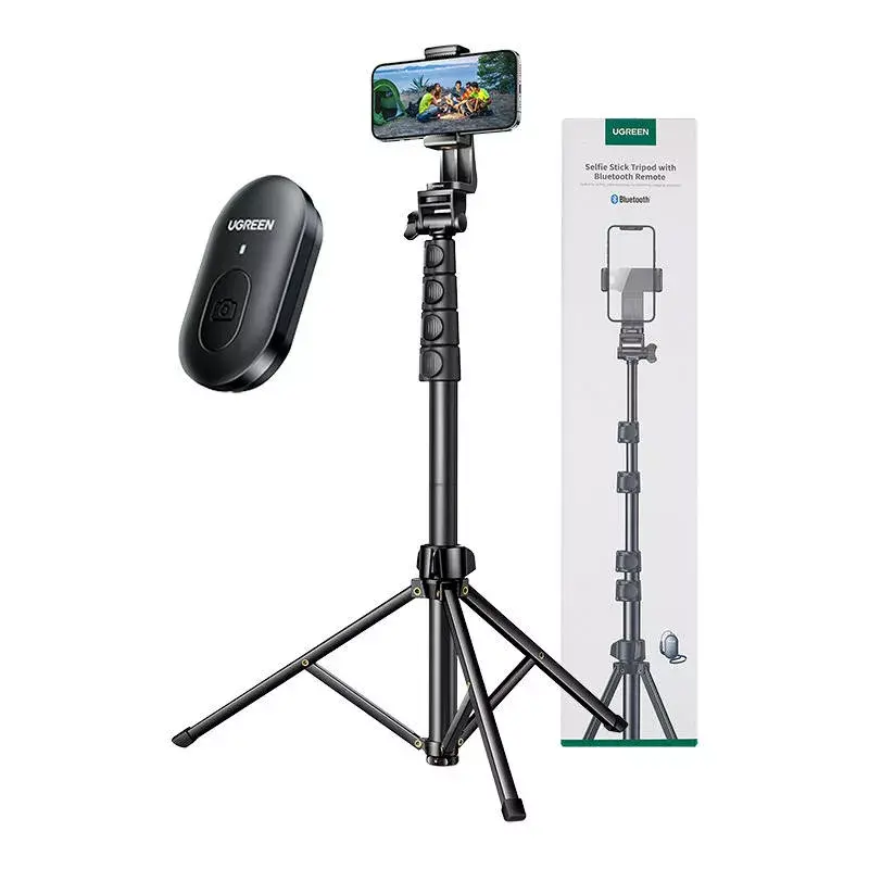 Kijek do selfie UGREEN LP680 Bluetooth z pilotem, przedłużenie do 1,7 m, maksymalna wysokość 180 cm, uniwersalna kompatybilność, czarny