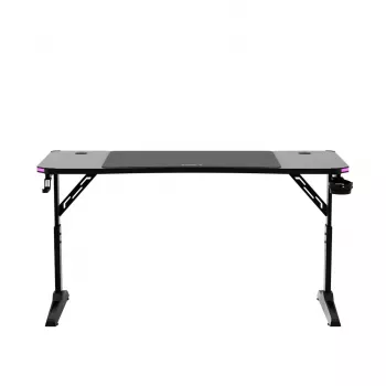 Biurko gamingowe z regulacją wysokości huzaro Hero 3.6 RGB Czarny — 1400×600 mm, wysokość 560–790 mm, podświetlenie RGB, nogi H