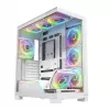 Obudowa PC MODECOM VOLCANO STELLAR PLUS ARGB MIDI 8F BIAŁA — midi tower, ATX, szkło hartowane, podświetlenie ARGB, 8 wentylatorów, GPU do 42 cm