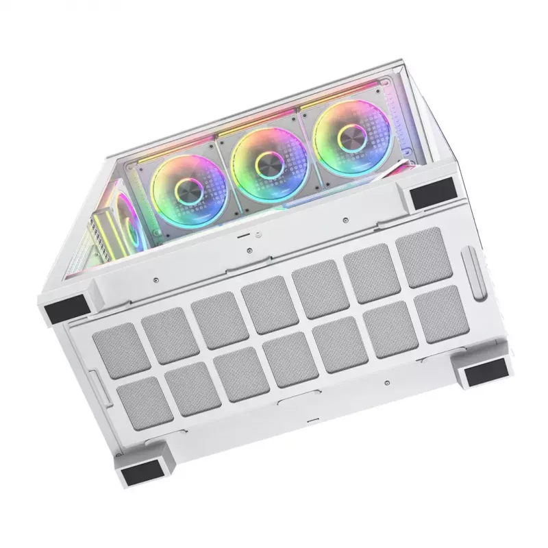 Obudowa PC MODECOM VOLCANO STELLAR PLUS ARGB MIDI 8F BIAŁA — midi tower, ATX, szkło hartowane, podświetlenie ARGB, 8 wentylatorów, GPU do 42 cm