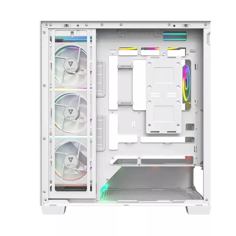 Obudowa PC MODECOM VOLCANO STELLAR PLUS ARGB MIDI 8F BIAŁA — midi tower, ATX, szkło hartowane, podświetlenie ARGB, 8 wentylatorów, GPU do 42 cm