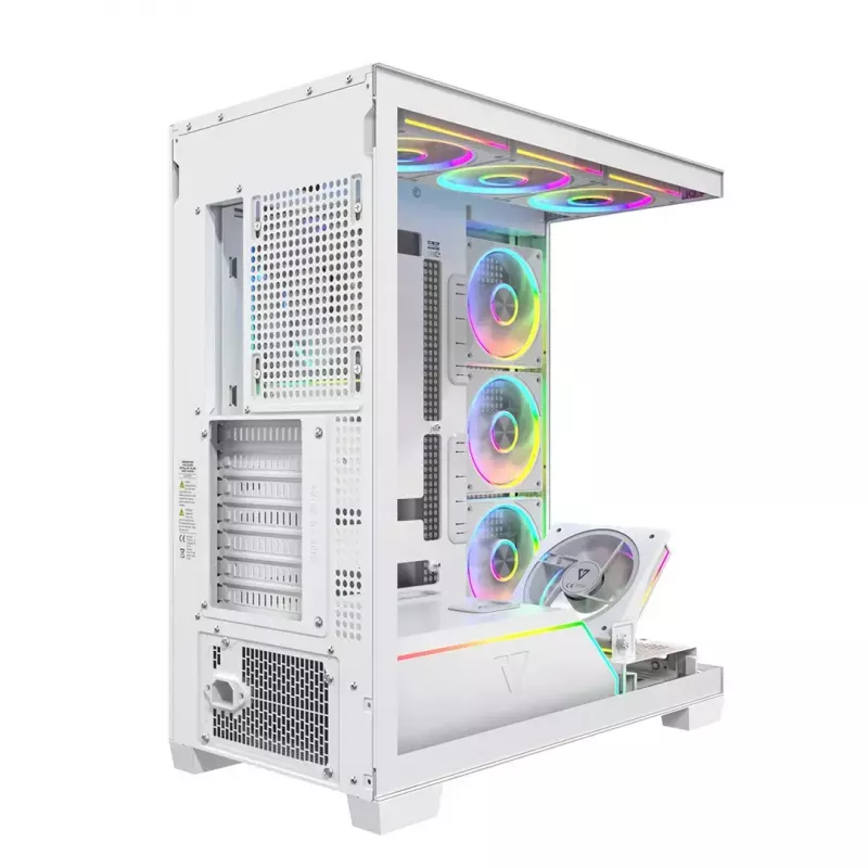 Obudowa PC MODECOM VOLCANO STELLAR PLUS ARGB MIDI 8F BIAŁA — midi tower, ATX, szkło hartowane, podświetlenie ARGB, 8 wentylatorów, GPU do 42 cm