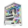Obudowa PC MODECOM VOLCANO STELLAR PLUS ARGB MIDI 8F BIAŁA — midi tower, ATX, szkło hartowane, podświetlenie ARGB, 8 wentylatorów, GPU do 42 cm