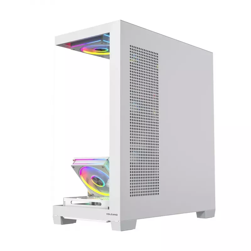 Obudowa PC MODECOM VOLCANO STELLAR PLUS ARGB MIDI 8F BIAŁA — midi tower, ATX, szkło hartowane, podświetlenie ARGB, 8 wentylatorów, GPU do 42 cm