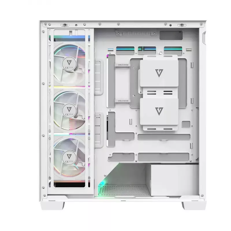 Obudowa PC MODECOM VOLCANO STELLAR PLUS ARGB MIDI 8F BIAŁA — midi tower, ATX, szkło hartowane, podświetlenie ARGB, 8 wentylatorów, GPU do 42 cm