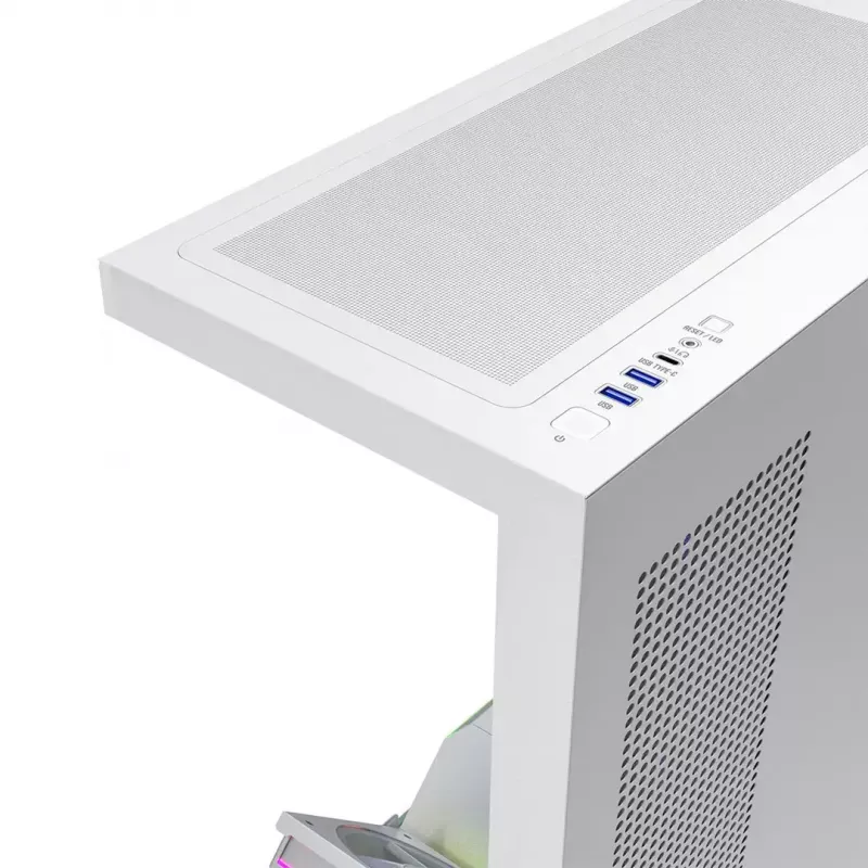 Obudowa PC MODECOM VOLCANO STELLAR PLUS ARGB MIDI 8F BIAŁA — midi tower, ATX, szkło hartowane, podświetlenie ARGB, 8 wentylatorów, GPU do 42 cm