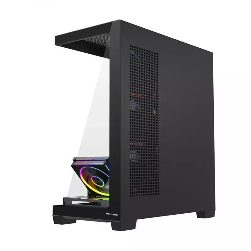 Obudowa PC mid-tower MODECOM VOLCANO STELLAR PLUS ARGB MIDI, 5 wentylatorów z przodu, hartowane szkło, USB-C