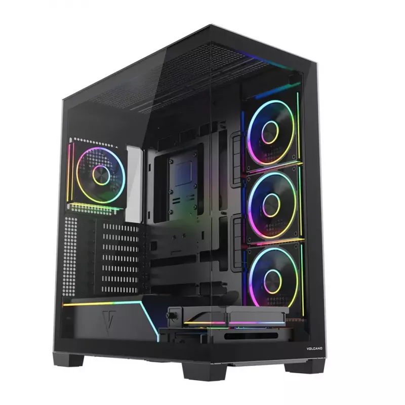 Obudowa PC mid-tower MODECOM VOLCANO STELLAR PLUS ARGB MIDI, 5 wentylatorów z przodu, hartowane szkło, USB-C