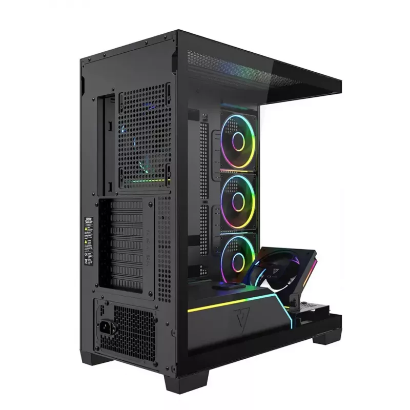 Obudowa PC mid-tower MODECOM VOLCANO STELLAR PLUS ARGB MIDI, 5 wentylatorów z przodu, hartowane szkło, USB-C