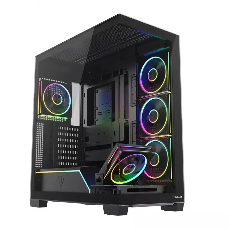 Obudowa PC mid-tower MODECOM VOLCANO STELLAR PLUS ARGB MIDI, 5 wentylatorów z przodu, hartowane szkło, USB-C