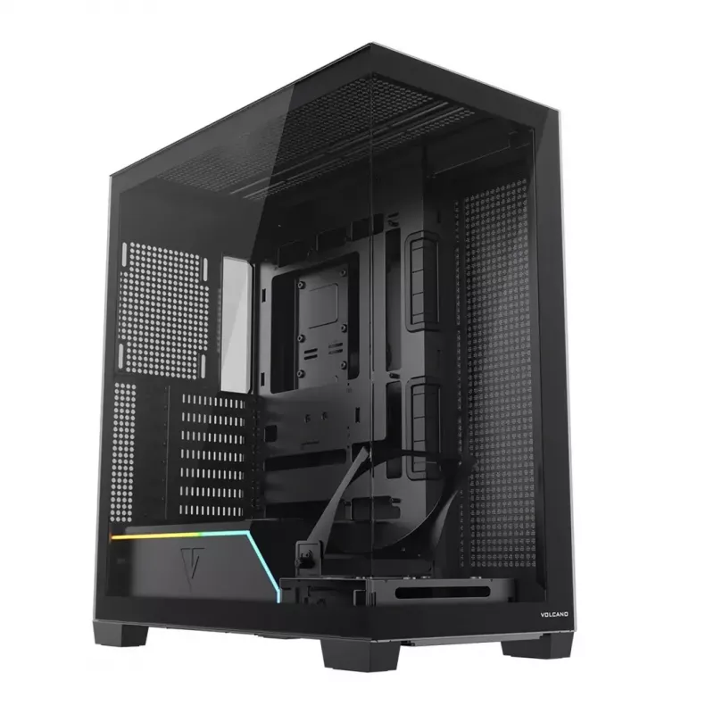 Obudowa PC MODECOM VOLCANO STELLAR PLUS MIDI Czarny — średnia wieża ATX, szkło hartowane, USB-C, obsługa kart graficznych do 420 mm