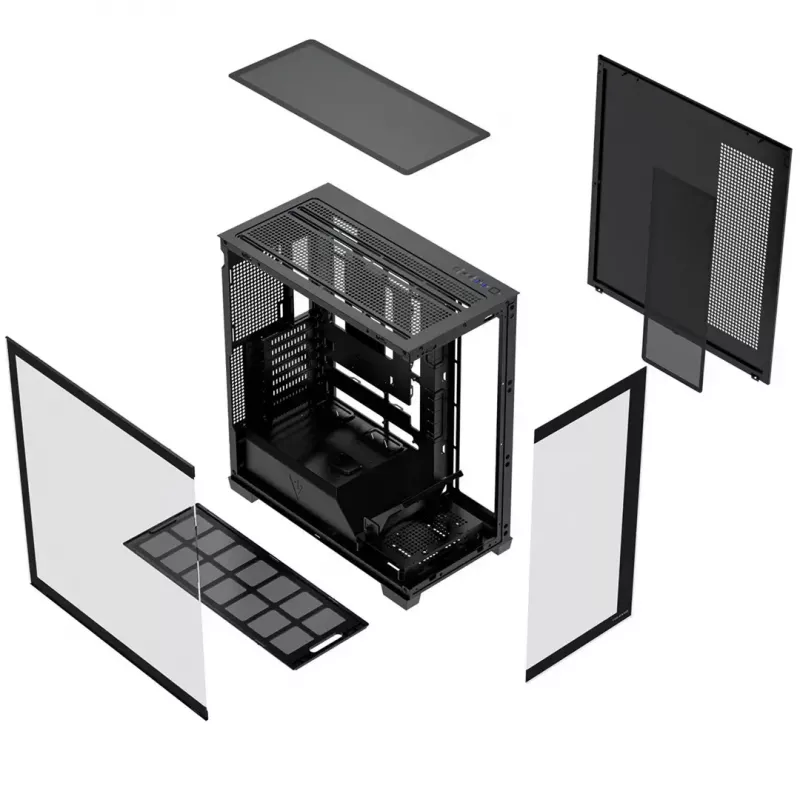 Obudowa PC MODECOM VOLCANO STELLAR PLUS MIDI Czarny — średnia wieża ATX, szkło hartowane, USB-C, obsługa kart graficznych do 420 mm