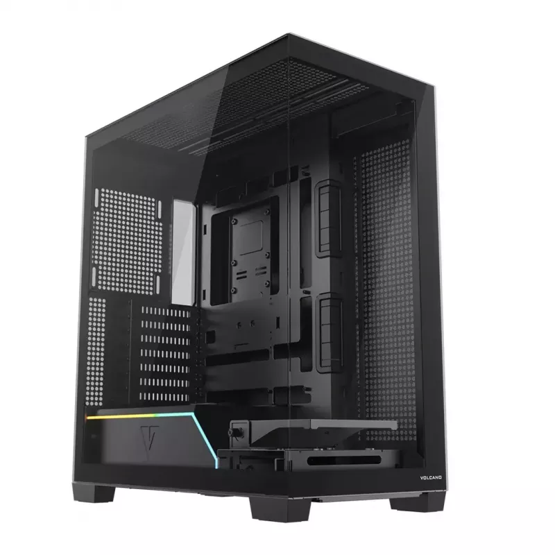Obudowa PC MODECOM VOLCANO STELLAR PLUS MIDI Czarny — średnia wieża ATX, szkło hartowane, USB-C, obsługa kart graficznych do 420 mm