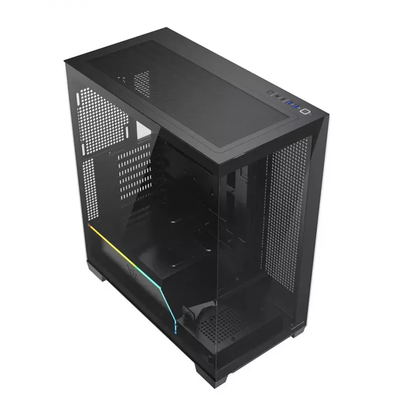 Obudowa PC MODECOM VOLCANO STELLAR PLUS MIDI Czarny — średnia wieża ATX, szkło hartowane, USB-C, obsługa kart graficznych do 420 mm