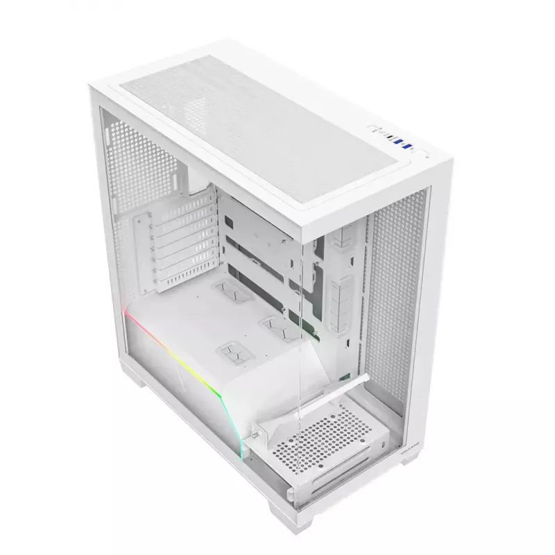 Obudowa PC MODECOM VOLCANO STELLAR PLUS MIDI biały — Midi Tower, microATX, szkło hartowane, USB-C, obsługa GPU 420 mm