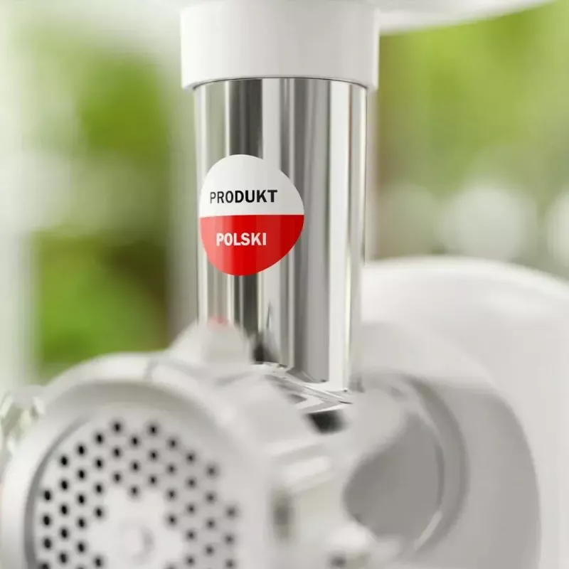 Maszynka do mielenia mięsa SMAPP model 490.81 biały - 2200 W, 1 prędkość, 2,7 kg/min, 3 sitka, biała, nakładka do szatkowania