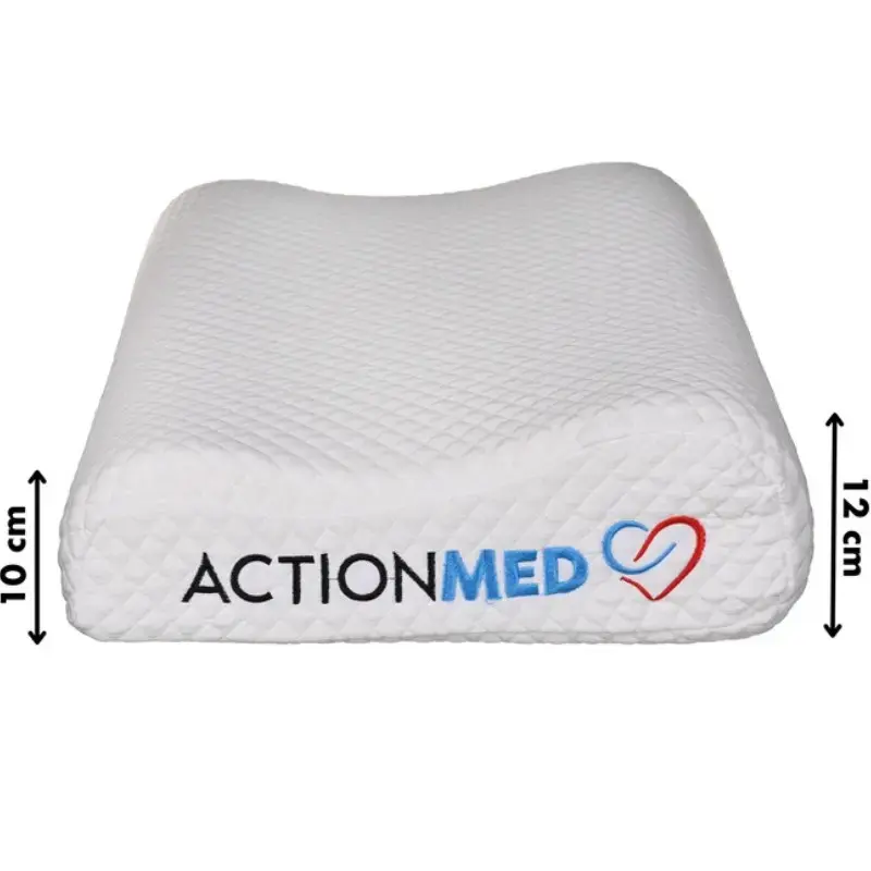 Poduszka ortopedyczna szyjna ActionMed CERVICAL MED PILLOW PO100AM — wypełnienie piankowe, 550×360×120 mm, zdejmowany pokrowiec do prania, biała